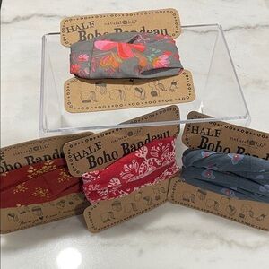 NATURAL LIFE Half Boho Bandeau Pack — Grey, Red, Maroon, Slate Blue